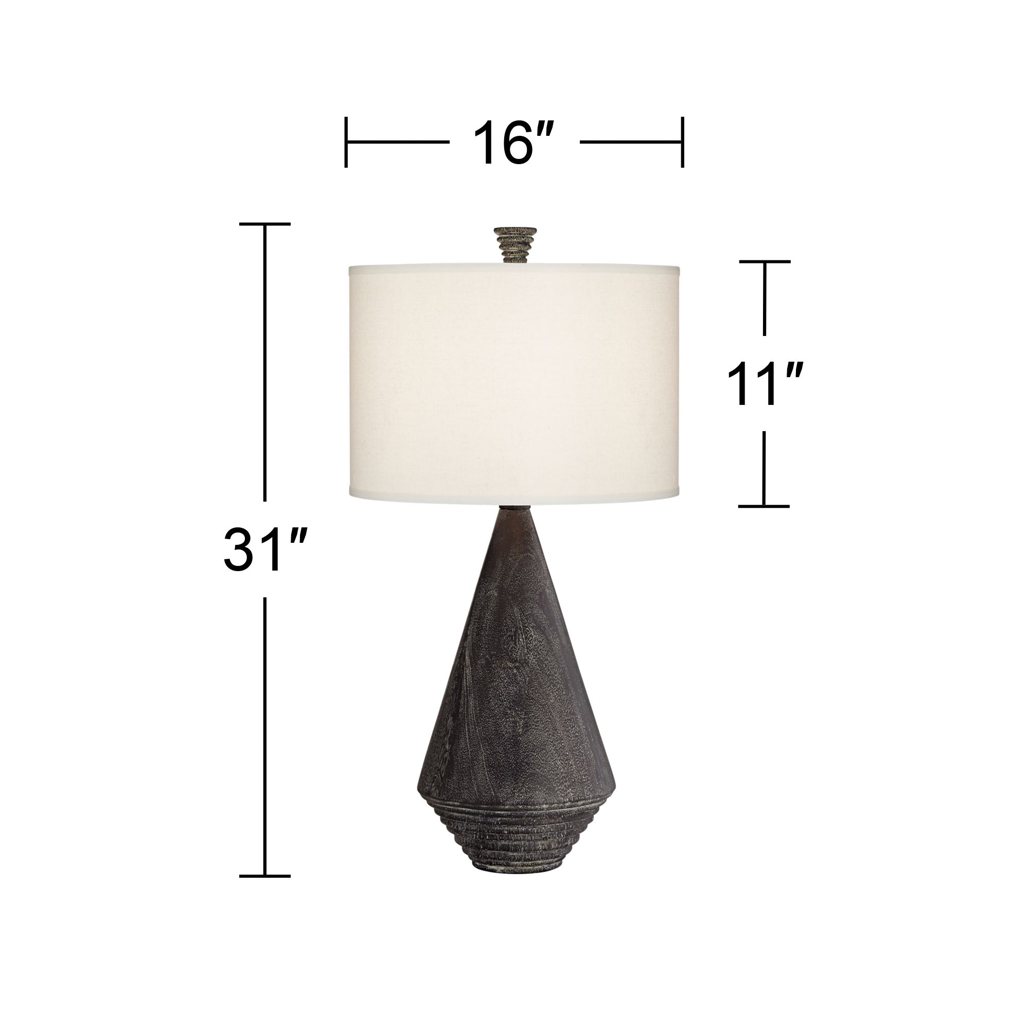 Image 5 Adelis 31" High Textured Black Modern Pyramid Table Lamp more views