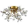 Adelle 3-Light Floral Crystal Pedal Sputnik Aged Brass Flush Mount