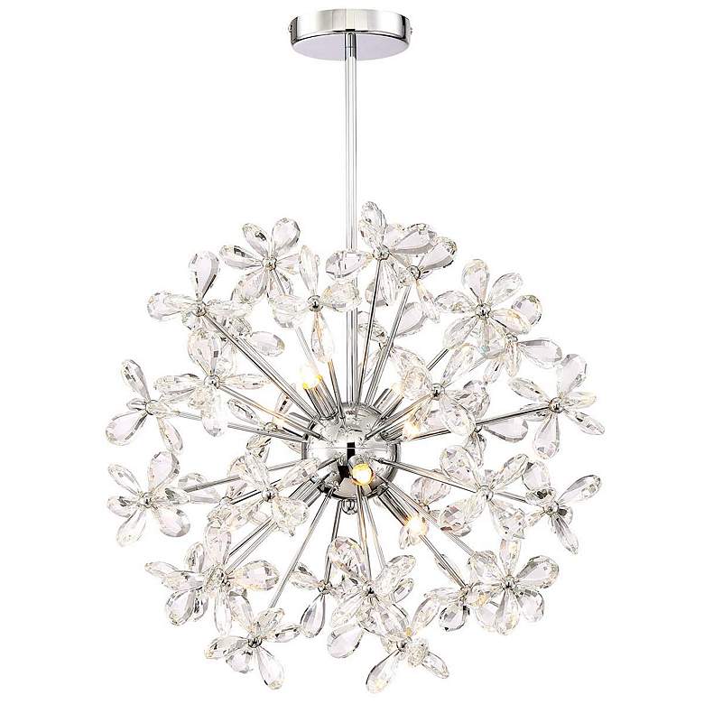 Image 1 Adelle 8-Light Floral Crystal Pedal Sputnik Chrome Pendant Light