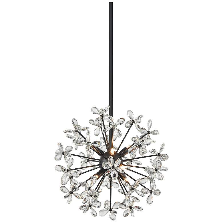 Image 1 Adelle 8-Light Floral Crystal Pedal Sputnik Matte Black Pendant Light