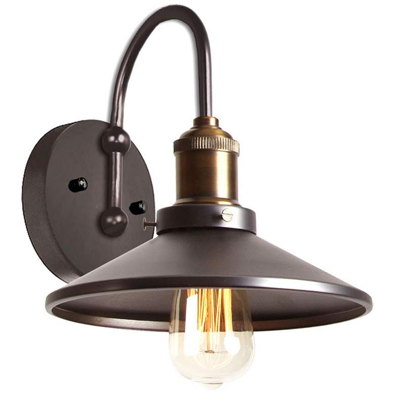 Image 1 Adelph 8 1/2" High Vintage Steel Barn Wall Sconce