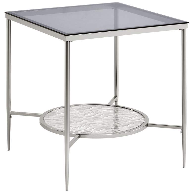 Image 1 Adelrik 21" Wide Chrome and Glass 1-Shelf End Table