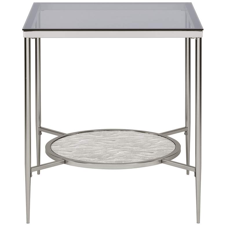 Image 4 Adelrik 21" Wide Chrome and Glass 1-Shelf End Table more views