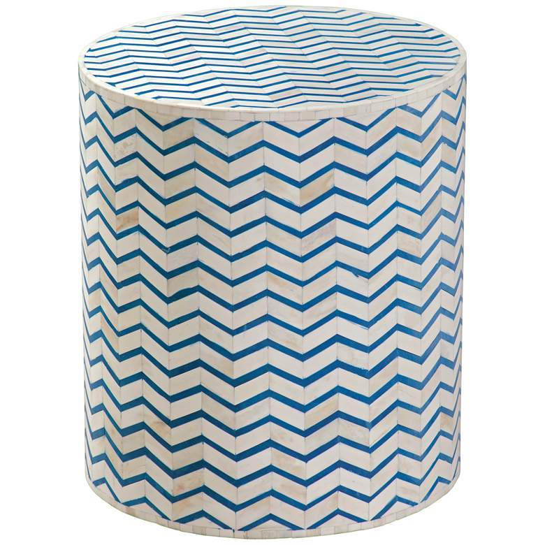 Image 1 Aden 18 inch Natural Bone and Blue Accent Table