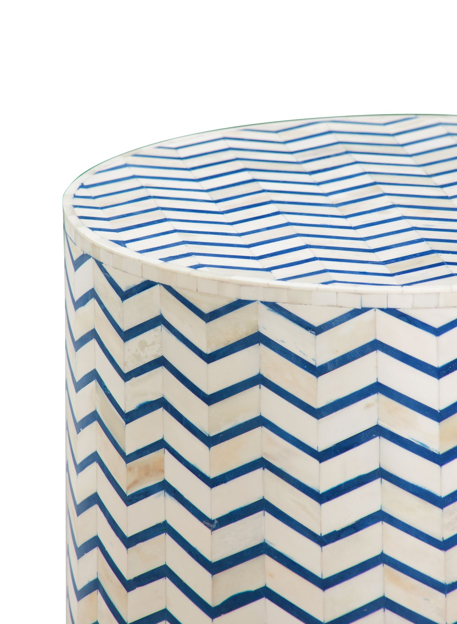 Image 2 Aden 18" Natural Bone and Blue Accent Table more views