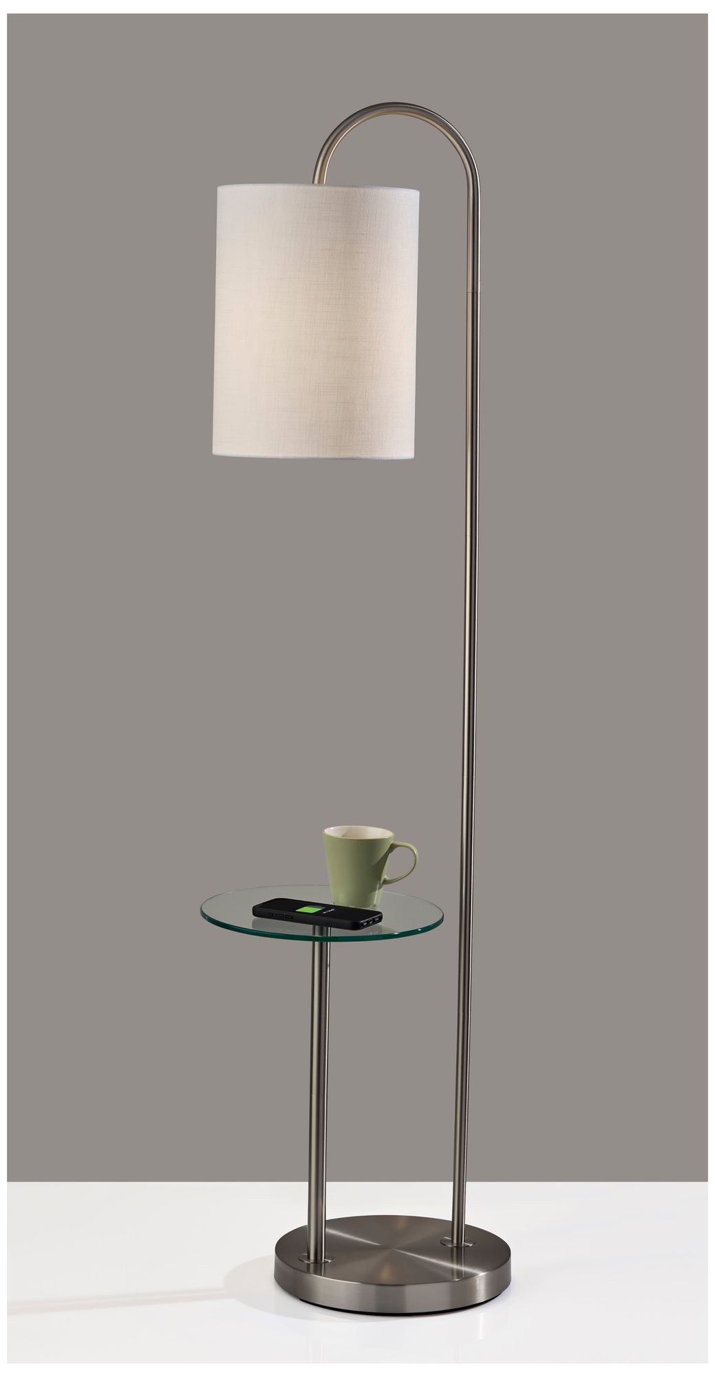 Image 4 Adesso Amira Shelf Floor Lamp - Brushed Steel more views