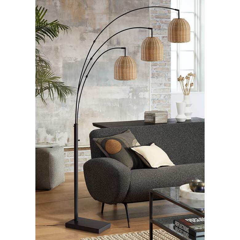 Image 1 Adesso Bahama 82" High Dark Bronze Metal 3-Light Arc Floor Lamp