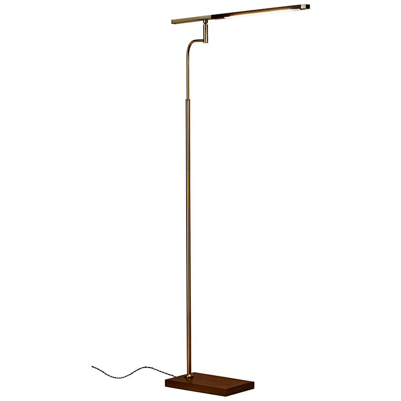 Image 5 Adesso Barrett Adjustable Height Walnut and Brass Modern LED Floor Lamp more views