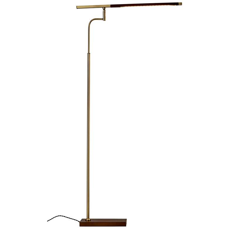 Image 6 Adesso Barrett Adjustable Height Walnut and Brass Modern LED Floor Lamp more views
