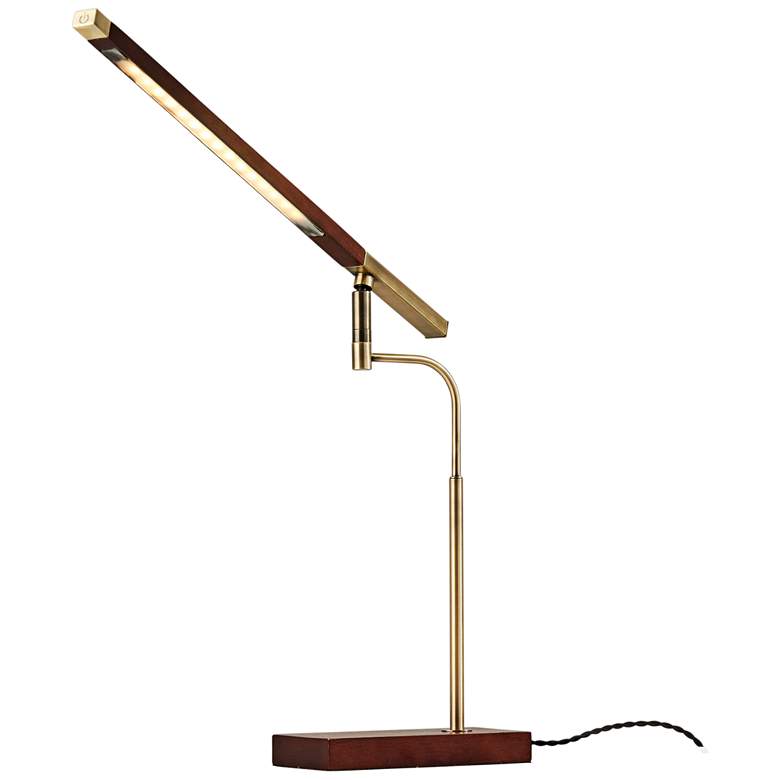 Image 5 Adesso Barrett Adjustable Height Walnut and Brass Modern LED USB Desk Lamp more views