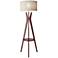 Adesso Bedford Modern Walnut Wood Tripod Floor Lamp with Shelf