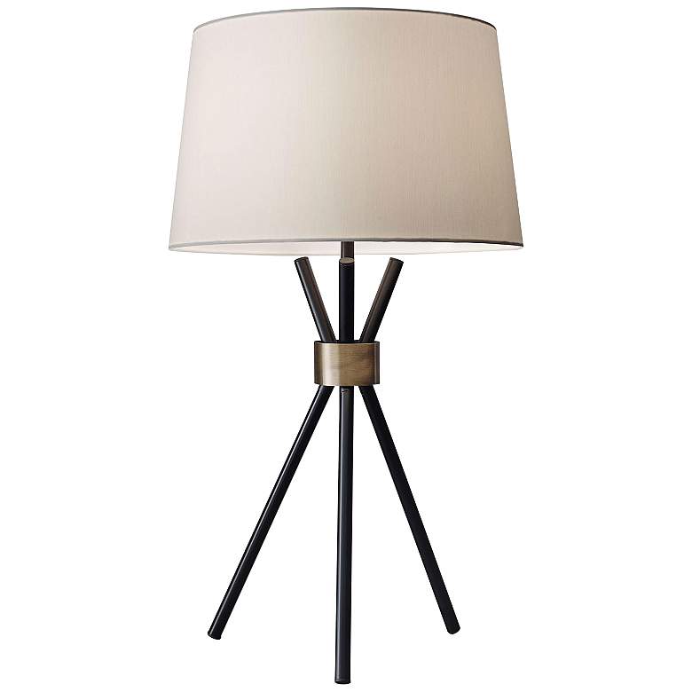 Image 2 Adesso Benson 25 1/2" Black and Antique Brass Tripod Table Lamp