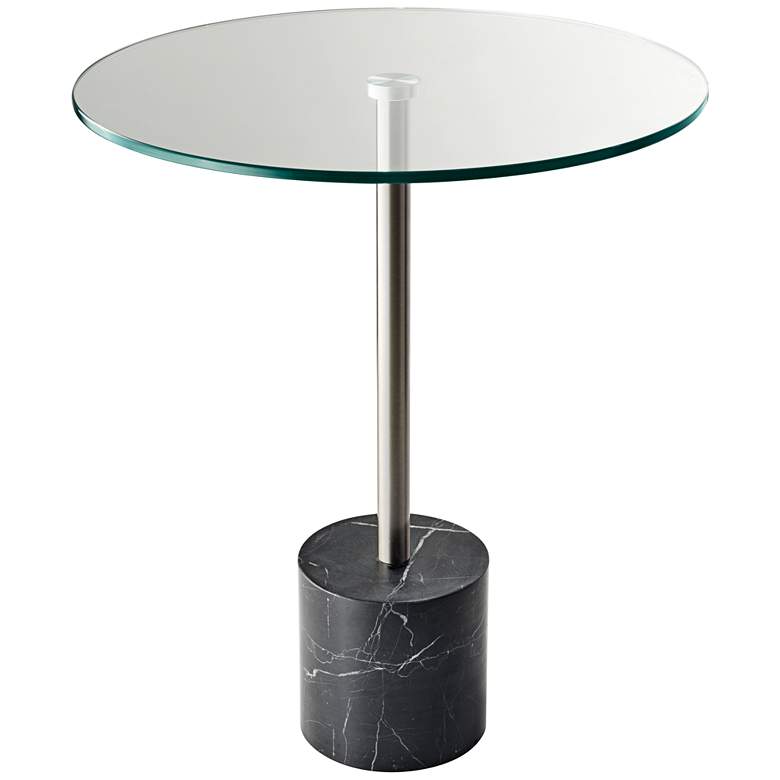 Image 1 Adesso Blythe 17 3/4 inch Wide Glass and Black Marble Modern End Table