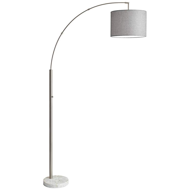 Image 2 Adesso Bowery 73 1/2" Gray and Brushed Steel Modern Arc Floor Lamp