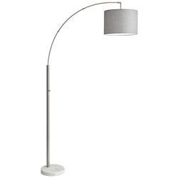 Adesso Bowery 73 1/2&quot; Gray and Brushed Steel Modern Arc Floor Lamp
