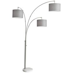Adesso Bowery 85&quot; Brushed Steel 3-Arm Modern Arc Floor Lamp