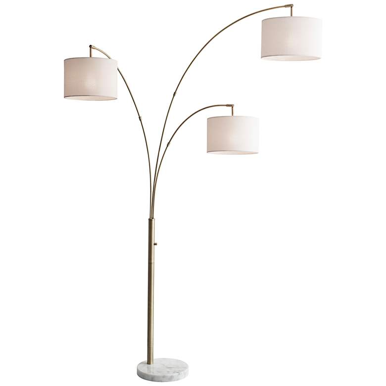 Image 2 Adesso Bowery 85" High Antique Brass Adjustable 3-Arm Arc Floor Lamp