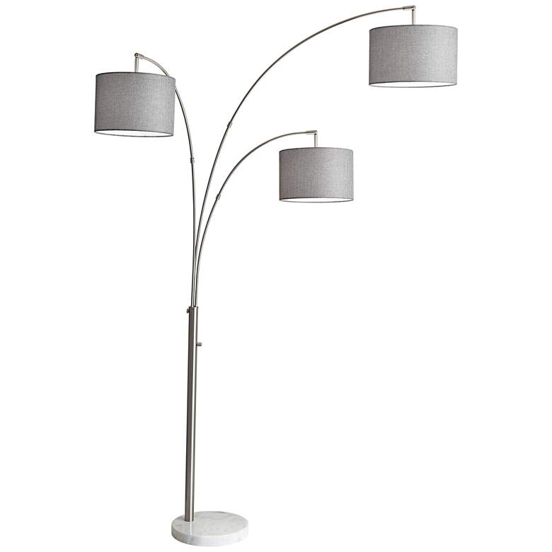 Image 2 Adesso Bowery Brushed Steel Adjustable 3-Arm Modern Arc Floor Lamp
