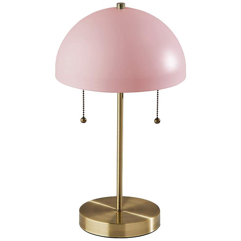 Image 1 Adesso Bowie 18" High Brass and Pink Accent Table Lamp with Outlet