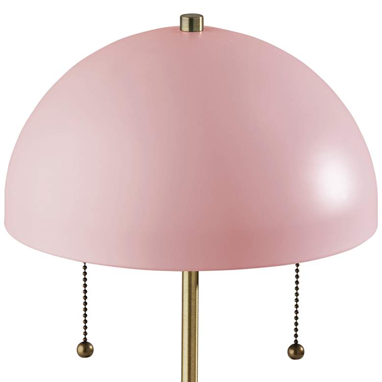 Image 2 Adesso Bowie 18" High Brass and Pink Accent Table Lamp with Outlet more views