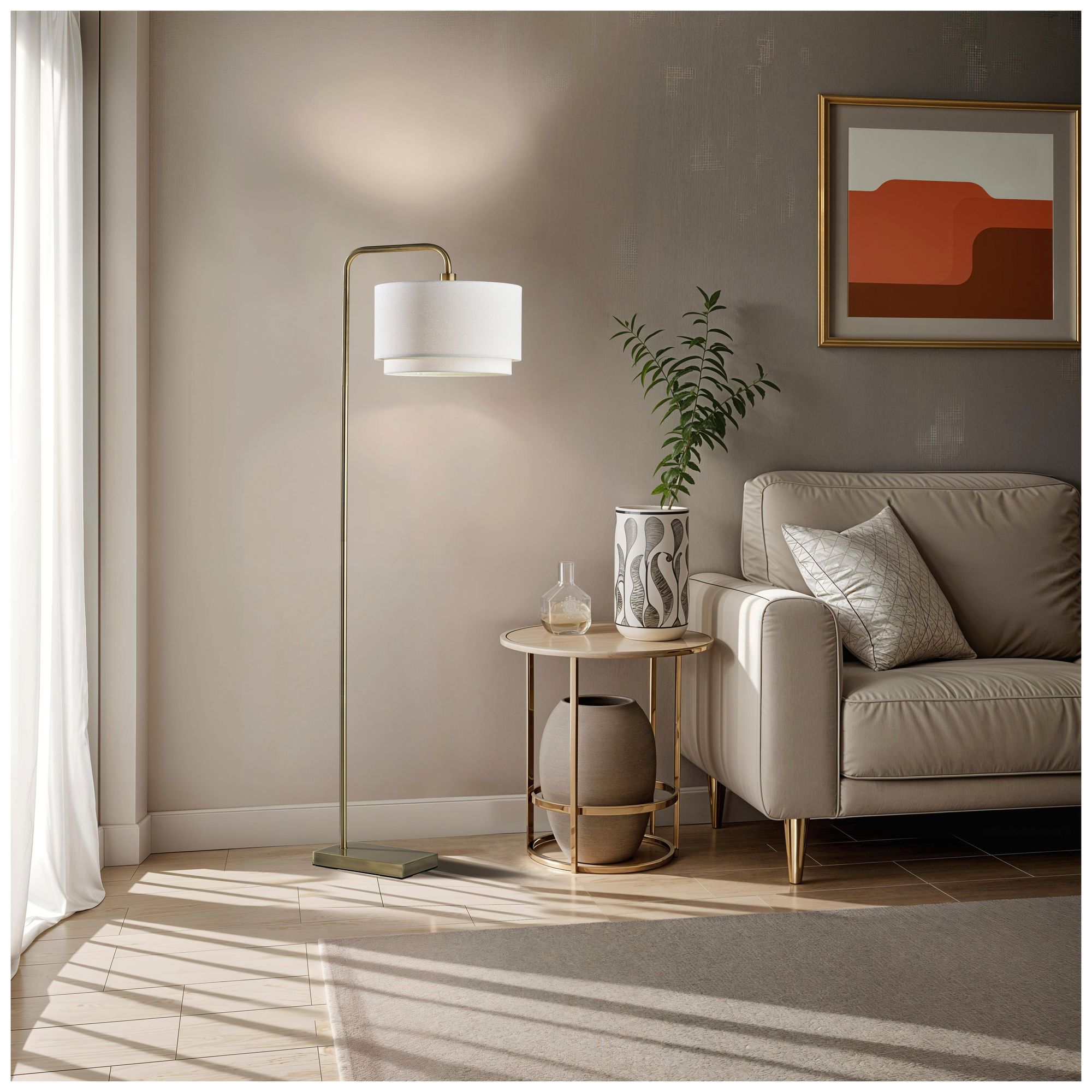 Image 2 Adesso Brinkley Floor Lamp - Antique Brass more views
