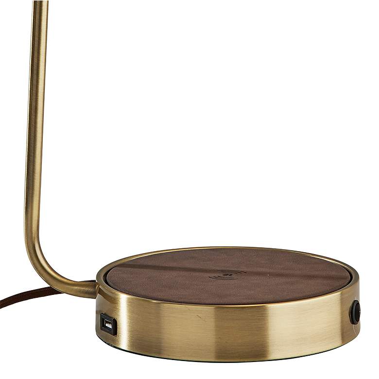 Image 4 Adesso Brooks 18" High Antique Brass Desk Lamp with USB and AC Outlet more views