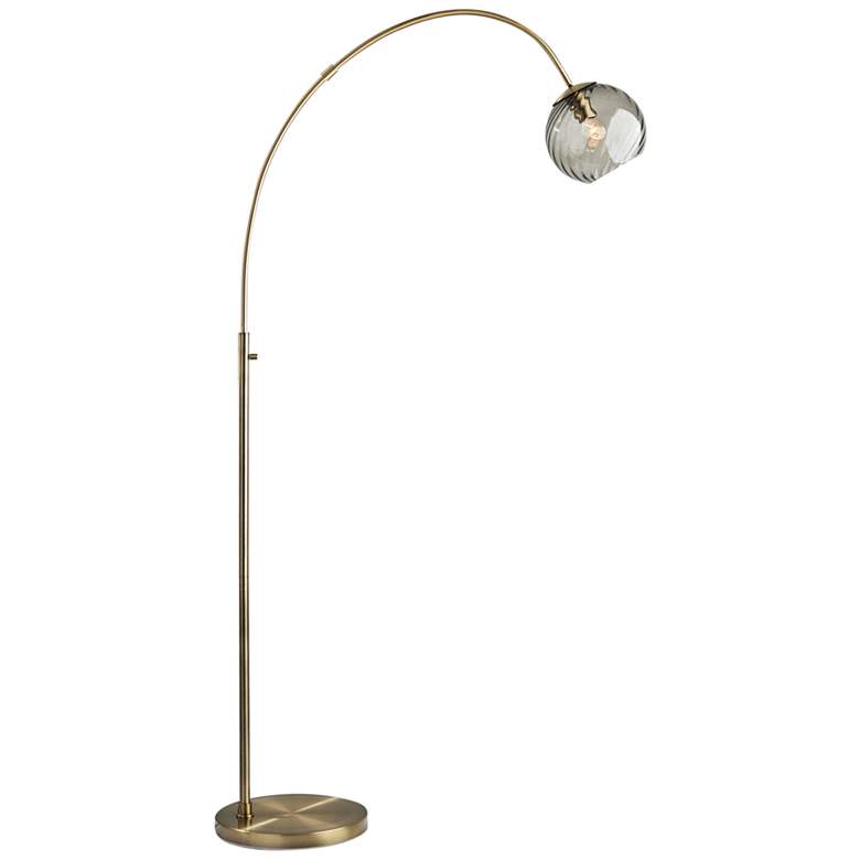 Image 3 Adesso Camden 71 1/2" Antique Brass and Gray Glass Arc Floor Lamp