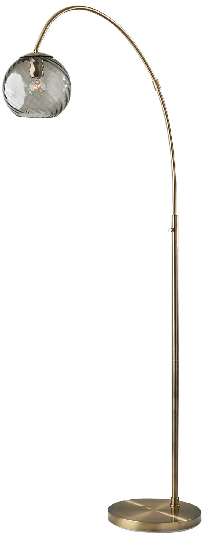 Adesso Camden 71 1/2" Antique Brass and Gray Glass Arc Floor Lamp in scene