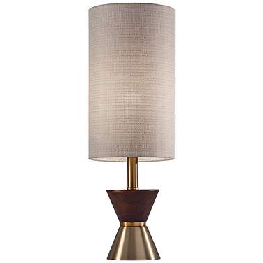 Adesso Carmen 23" Antique Brass and Walnut Wood Accent Table Lamp