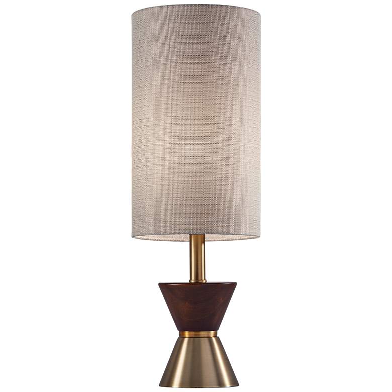 Image 1 Adesso Carmen 23" Antique Brass and Walnut Wood Accent Table Lamp