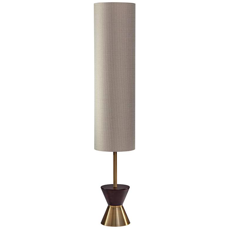 Image 1 Adesso Carmen 59" High Antique Brass and Walnut Rubberwood Floor Lamp