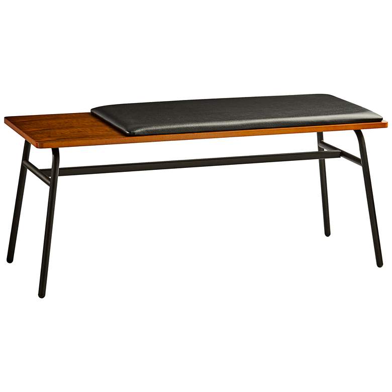 Image 1 Adesso Carter 39" Wide Metal Leg and Walnut Wood Modern Bench