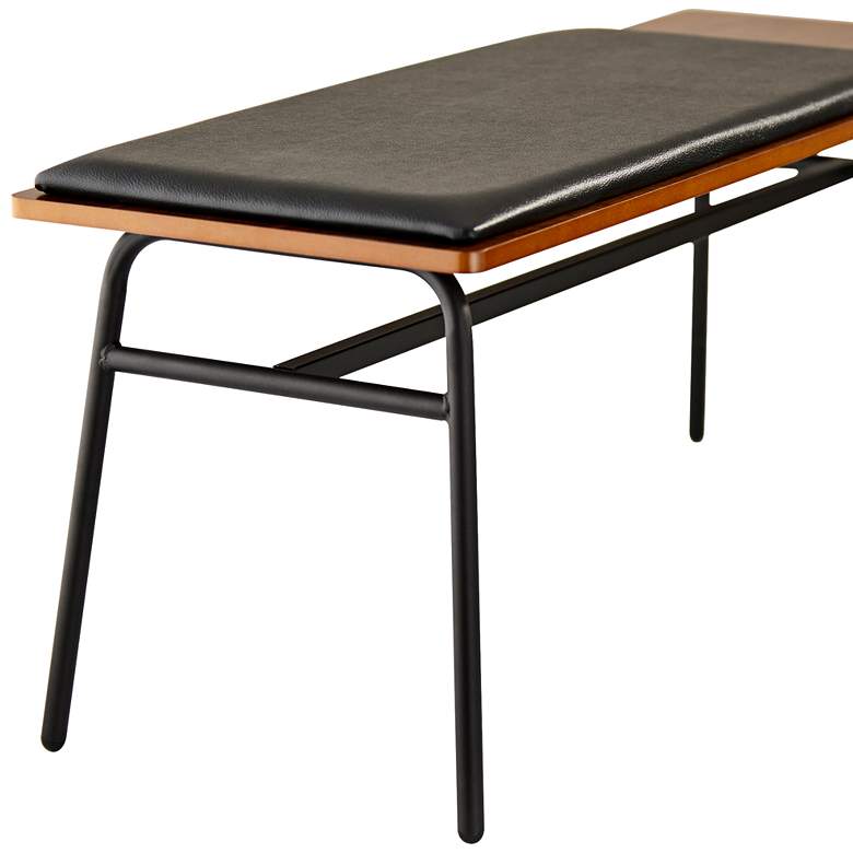 Image 2 Adesso Carter 39" Wide Metal Leg and Walnut Wood Modern Bench more views