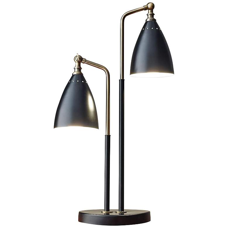 Image 2 Adesso Chelsea 32 1/2" Black Antique Brass Modern 2-Light Table Lamp