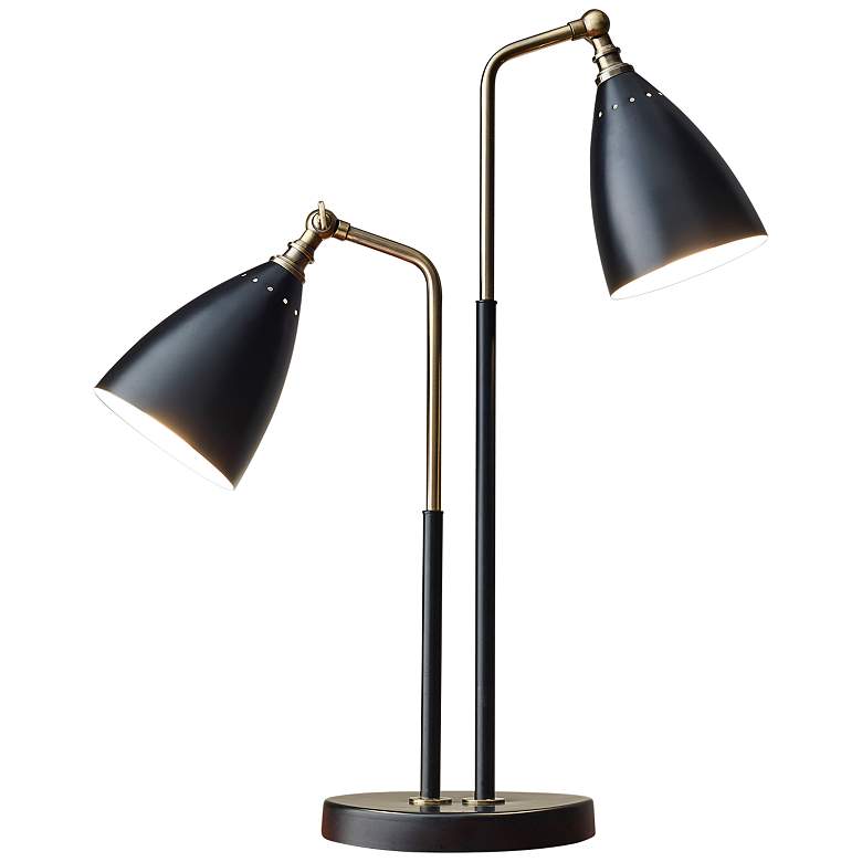 Image 5 Adesso Chelsea 32 1/2" Black Antique Brass Modern 2-Light Table Lamp more views