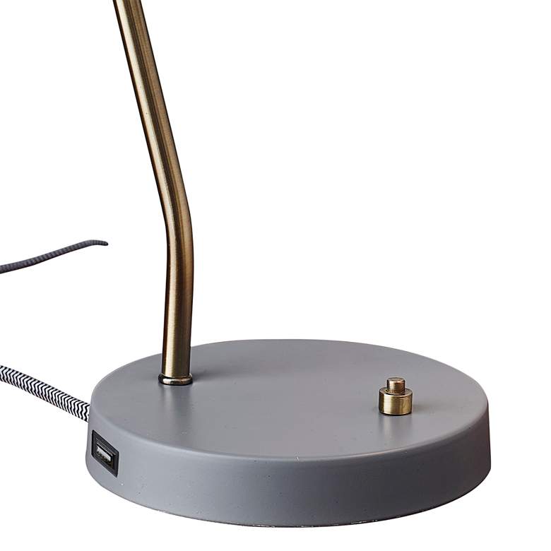 Image 4 Adesso Chelsea Painted Brass and Gray Modern Adjustable Desk Lamp more views