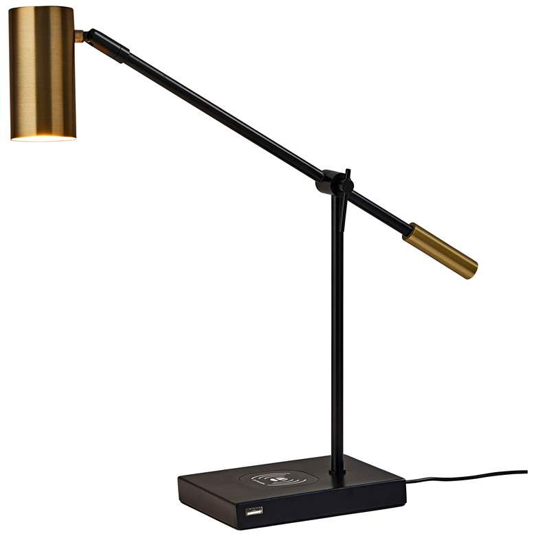 Image 5 Adesso Collette Adjustable Black and Brass USB and Charge Pad Desk Lamp more views
