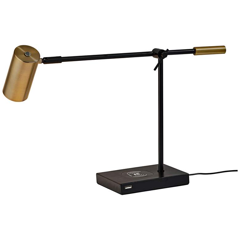 Image 6 Adesso Collette Adjustable Black and Brass USB and Charge Pad Desk Lamp more views