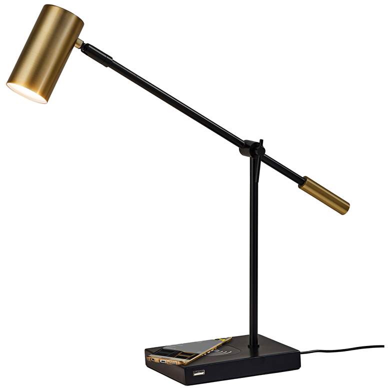 Image 7 Adesso Collette Adjustable Black and Brass USB and Charge Pad Desk Lamp more views