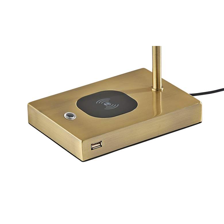 Image 3 Adesso Collette Adjustable Height Brass LED Desk Lamp with Charging Pad more views