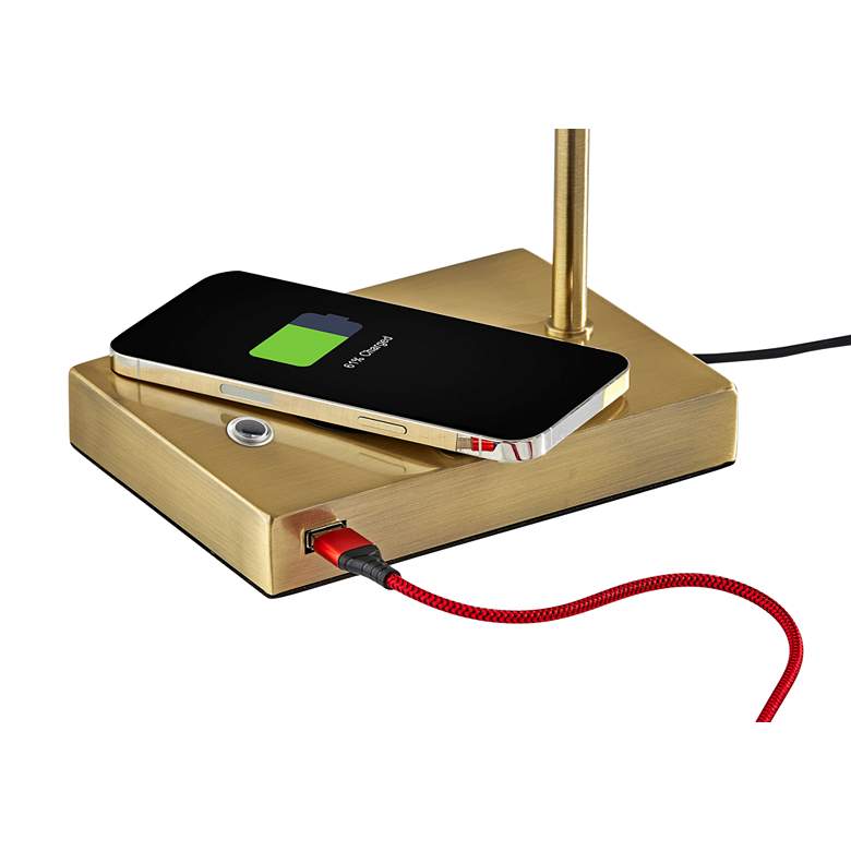 Image 4 Adesso Collette Adjustable Height Brass LED Desk Lamp with Charging Pad more views