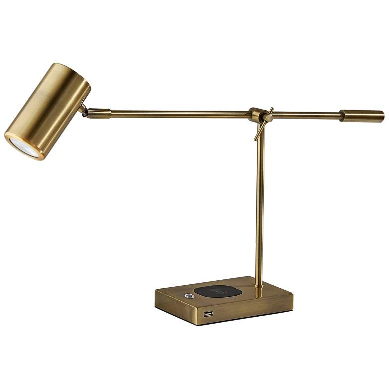Image 7 Adesso Collette Adjustable Height Brass LED Desk Lamp with Charging Pad more views