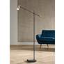 Adesso Collette Black and Brass Modern Adjustable Arm LED Floor Lamp