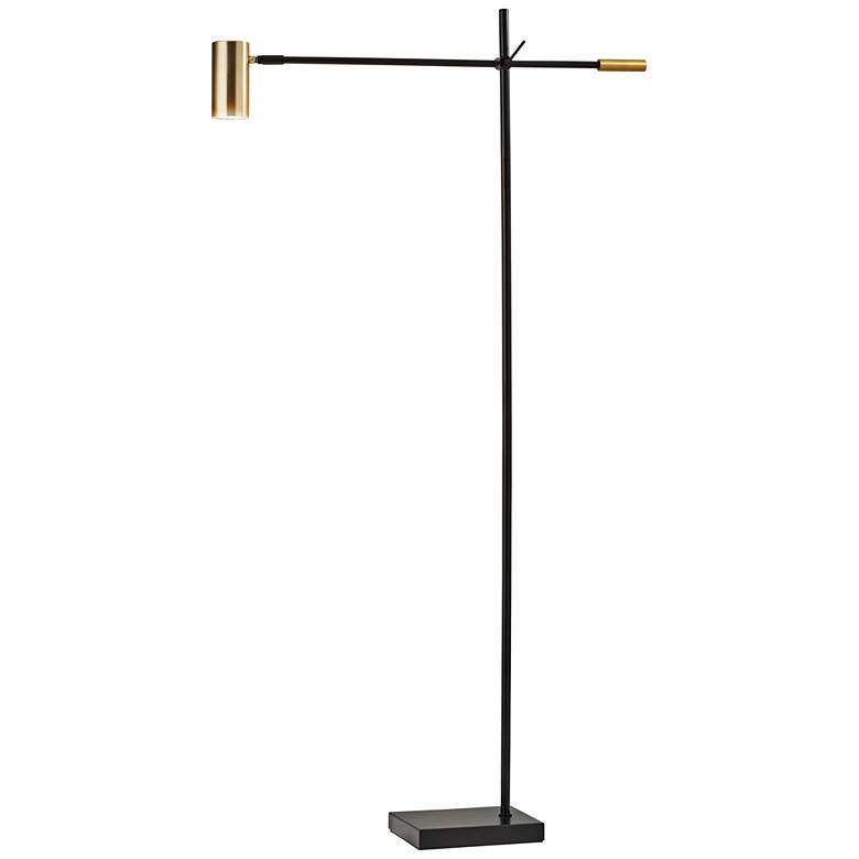 Image 5 Adesso Collette Black and Brass Modern Adjustable Arm LED Floor Lamp more views