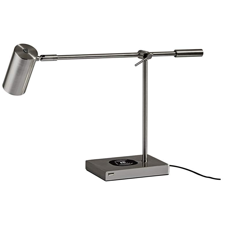 Image 5 Adesso Collette Brushed Steel LED Desk Lamp with Charging Pad and USB more views