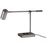 Adesso Collette Brushed Steel LED Desk Lamp with Charging Pad and USB