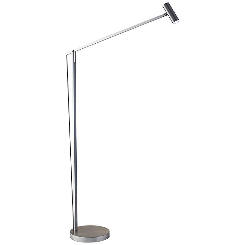 Image 1 Adesso Crane Adjustable Height Brushed Steel Modern LED Floor Lamp