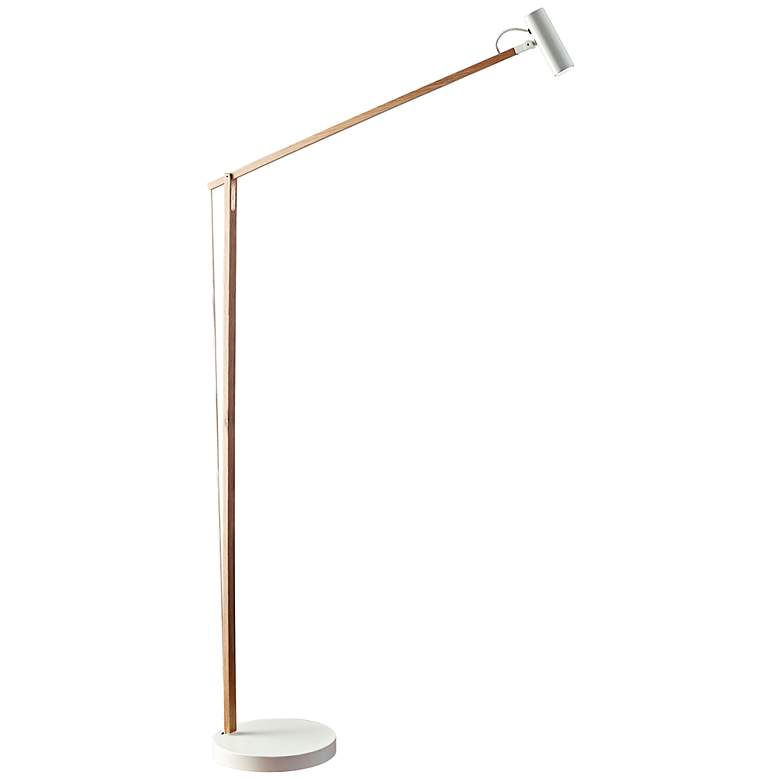 Image 2 Adesso Crane Adjustable Height White and Natural Wood Modern LED Floor Lamp
