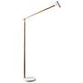 Adesso Crane Adjustable Height White and Natural Wood Modern LED Floor Lamp