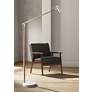 Adesso Crane Adjustable Height White and Natural Wood Modern LED Floor Lamp